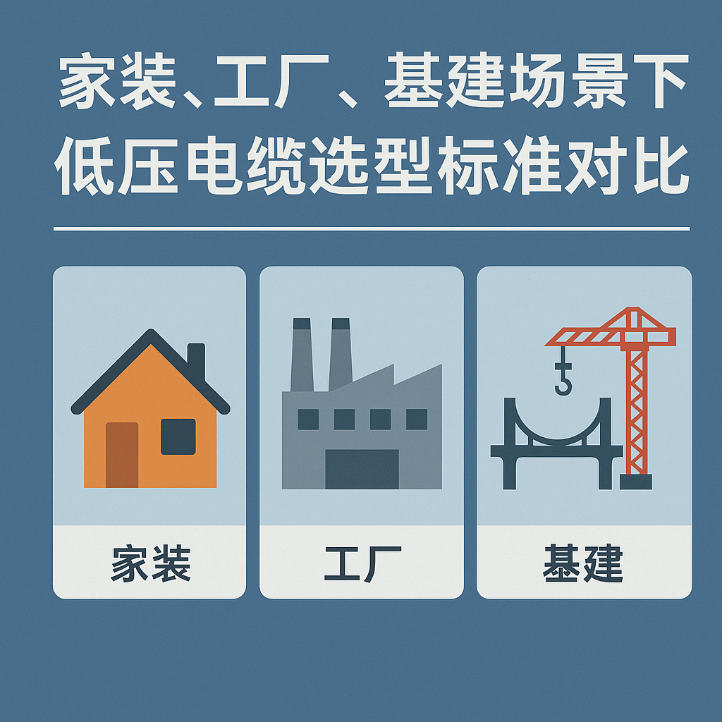 家装、工厂、基建场景下低压电缆选型标准比照